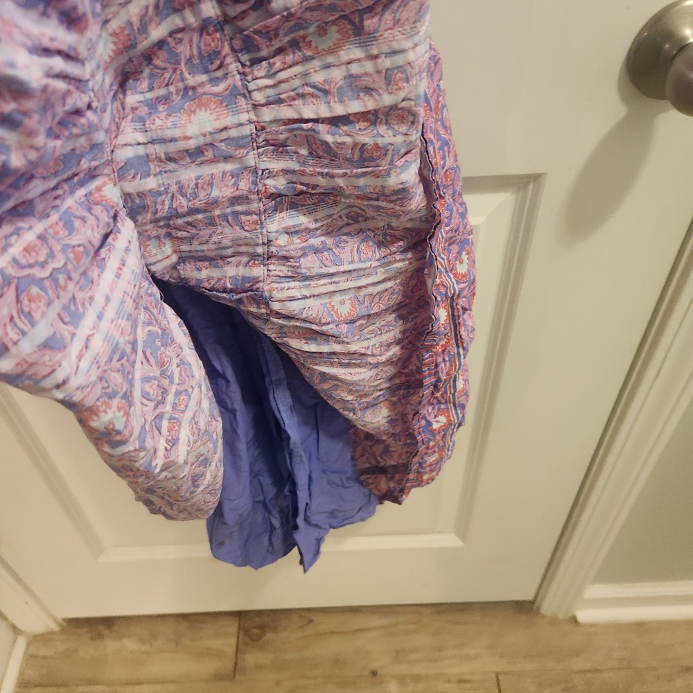 Vineyard Vines Purple Floral Block Print Tiered Maxi Dress Open Back Boho - Picture 10 of 12